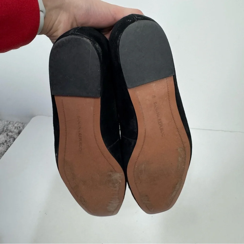 Banana Republic Black Leather Suede Slip On Flats Loafers - Picture 7 of 8